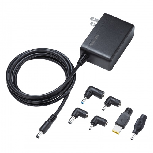 ACアダプタ（ノートパソコン用・65W・6種変換プラグ付き・持ち運び