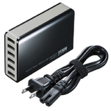 【アウトレット･訳あり・セール】USB充電器（最大6台まで充電可能・各2.4Aまで対応・ブラック・スマートフォン・タブレット・モバイル機器対応・コンパクト・複数）