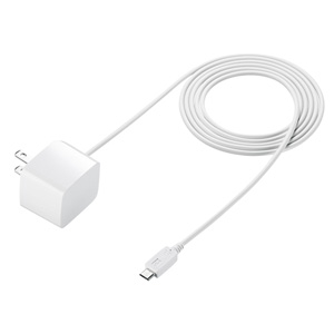 【訳あり 新品】microUSBケーブル一体型AC充電器（1.5m・2.1A・ホワイト） ※箱にキズ、汚れあり