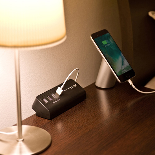 USB充電器（コンセント・USB・4ポート・クランプ式・机固定・スマホ・ブラック）