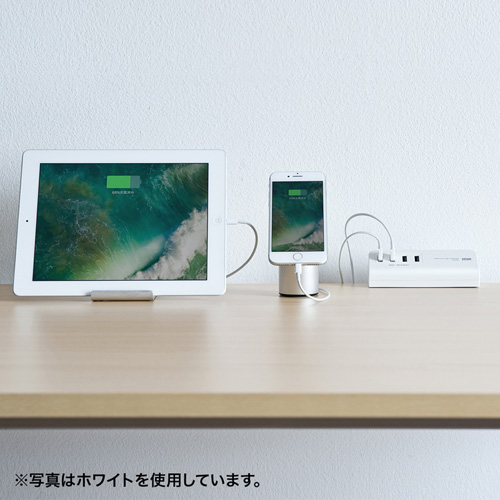 USB充電器（コンセント・USB・4ポート・クランプ式・机固定・スマホ・ブラック）