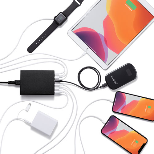 USB充電器（6ポート・合計12A・ブラック）