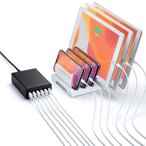 USB充電器（6ポート・合計12A・ブラック）