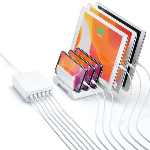 USB充電器（6ポート・合計12A・ホワイト）