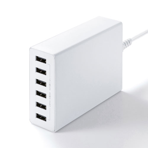 USB充電器（6ポート・合計12A・ホワイト）