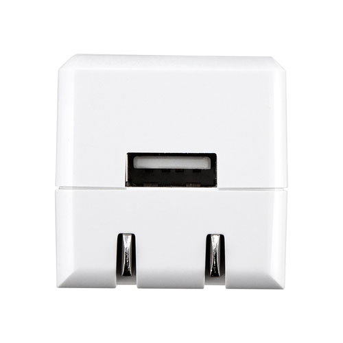 USB充電器（1A・高耐久タイプ・キューブ型・コンパクト・1ポート・持ちはこび・ホワイト）
