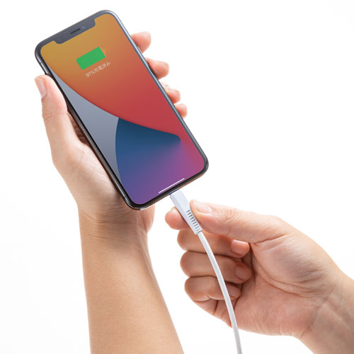 AC充電器（Lightningケーブル一体・2.4A・ホワイト・MFi認証・1.5ｍ）ACA-IP77LT