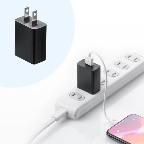 USB充電器（1A・AC充電器・ブラック） ACA-IP86BK サンワサプライ