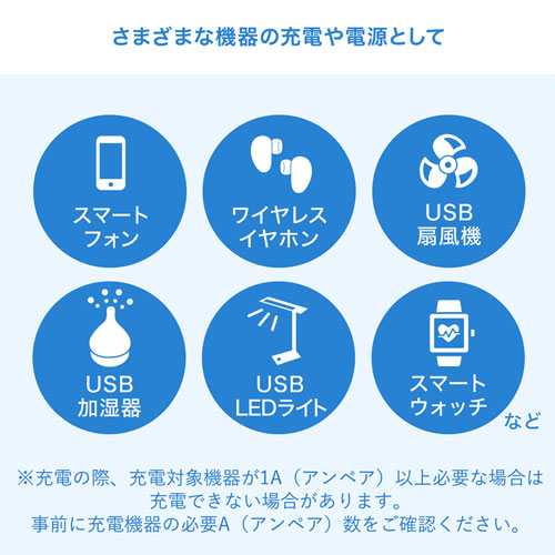 USB充電器（1A・AC充電器・ブラック） ACA-IP86BK サンワサプライ