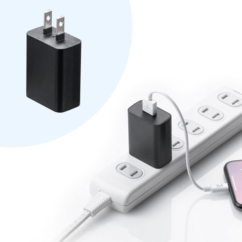 USB充電器（2A・AC充電器・ブラック） ACA-IP87BK サンワサプライ