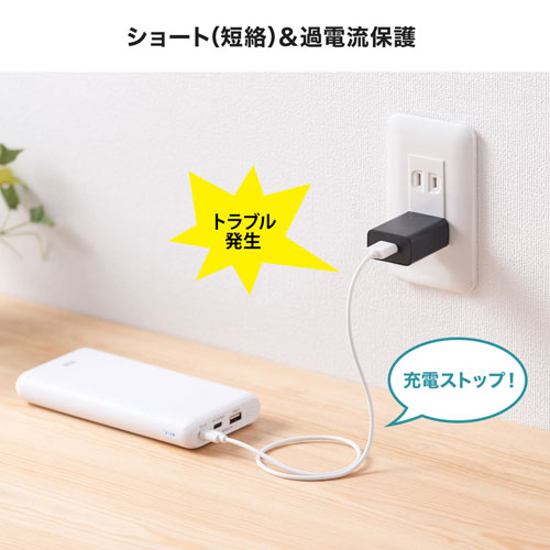 USB充電器（2A・AC充電器・ブラック） ACA-IP87BK サンワサプライ