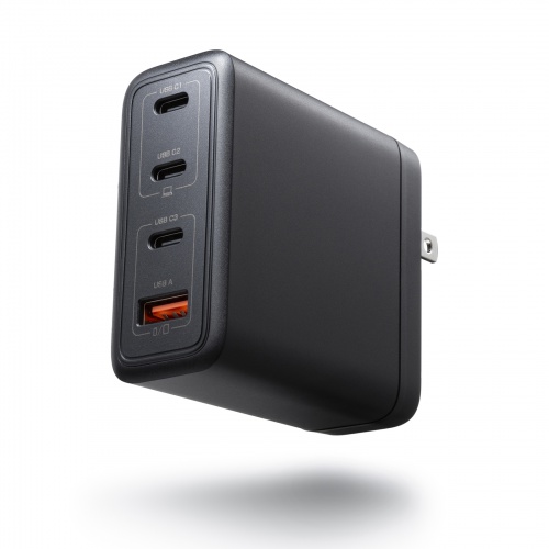 USB-C充電器（PD充電器・100W・USB-A×1&USB-C×3・合計4ポート・GaN窒化ガリウム・折りたたみ式プラグ・急速充電・ノートパソコン・複数ポート・コンパクト・急速充電・ブラック）