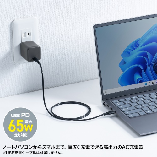 USB充電器（PD・充電器・最大65W・1ポート・Type-C×1・GaN採用・折りたたみ式プラグ・小型・キューブ・急速充電・ノートパソコン・スマホ・タブレット・PSE適合商品）