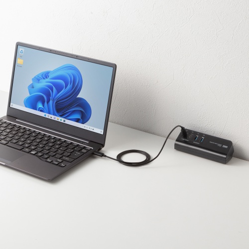 USB充電器（クランプ式・机固定・PD65W・Type-C×2ポート＋USB A×2ポート・4台同時充電・複数ポート・絶縁キャップ・ブラック）