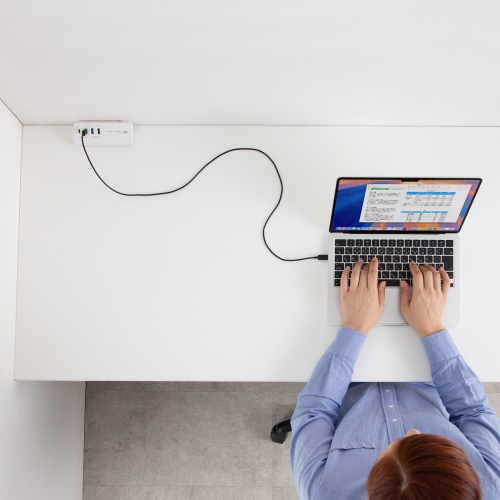 USB充電器（クランプ式・机固定・PD65W・Type-C×2ポート＋USB A×2ポート・4台同時充電・複数ポート・絶縁キャップ・ホワイト）