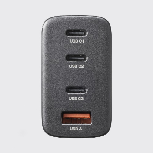 USB-C充電器（PD 充電器・65W・4ポート・Type-C×3・USB-A×1・GaN採用・折りたたみ式プラグ・急速充電・ノートパソコン・複数ポート・PSE適合商品・ブラック）