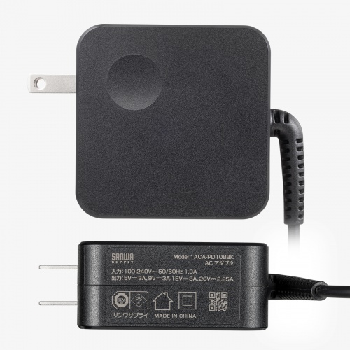 AC充電器(ACアダプタ・USB充電器・PD45W・Type-C ケーブル一体型・ノートパソコン充電器・WWCB認証・Chromebook・スマホ・タブレット・持ち運び・ブラック)