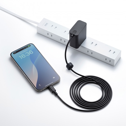 AC充電器（PD65W・Type-Cケーブル一体型・ノートパソコン充電器・スマホ・タブレット・持ち運び・PSE適合品・ブラック）