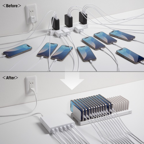 【アウトレット】USB充電器（Type-C 12ポート・PD20W・合計最大144W・一括電源スイッチ付き・スマホ・タブレット）