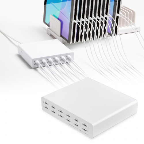 【アウトレット】USB充電器（Type-C 12ポート・PD20W・合計最大144W・一括電源スイッチ付き・スマホ・タブレット）