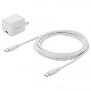 充電ケーブルセット（USB-C充電器・AC充電器・PD20W・急速充電・超小型・折りたたみ式プラグ・PSE取得・ケーブル長2m・iPhone・iPad・スマホ・タブレット・モバイルバッテリー）