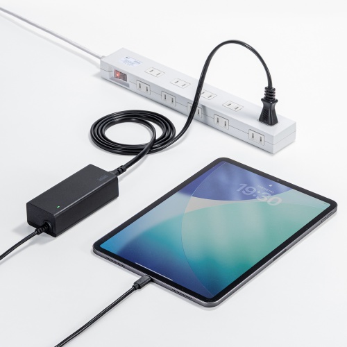 ACアダプター（USB PD対応AC充電器・PD65W・電源コード型・Type-Cケーブル一体型・ノートパソコン充電・ブラック）
