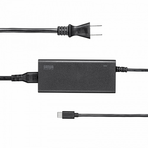 ACアダプター（USB PD対応AC充電器・PD65W・電源コード型・Type-Cケーブル一体型・ノートパソコン充電・ブラック）