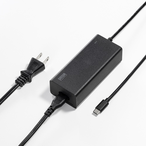 ACアダプター（USB PD対応AC充電器・PD65W・電源コード型・Type-Cケーブル一体型・ノートパソコン充電・ブラック）