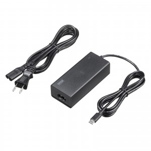 ACアダプター（USB PD対応AC充電器・PD65W・電源コード型・Type-Cケーブル一体型・ノートパソコン充電・ブラック）