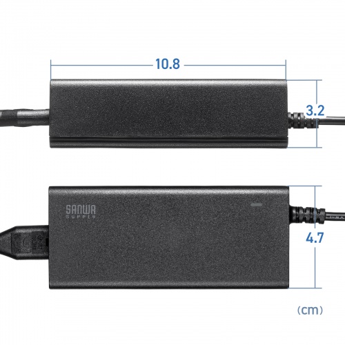 ACアダプター（USB PD対応AC充電器・PD65W・電源コード型・Type-Cケーブル一体型・ノートパソコン充電・ブラック）