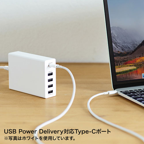 USB Power Delivery対応AC充電器（5ポート・合計60W・ブラック）