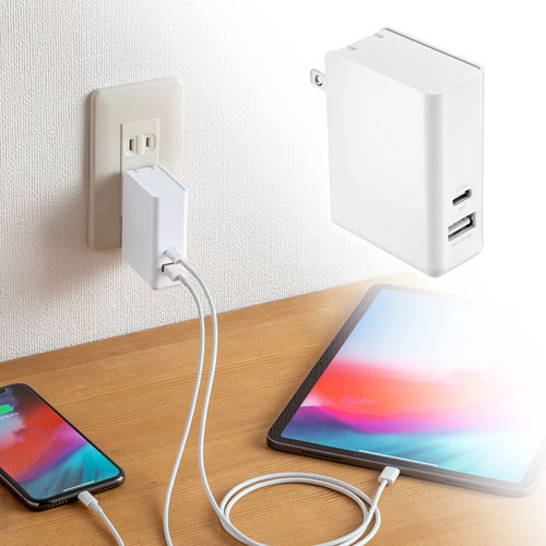 AC充電器（USB Power Delivery対応・2ポート・Type-C，合計30W）