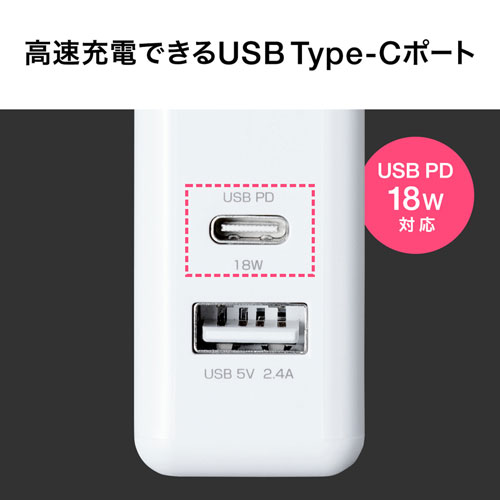 AC充電器（USB Power Delivery対応・2ポート・Type-C，合計30W）
