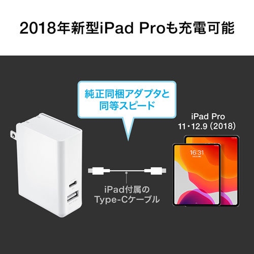 AC充電器（USB Power Delivery対応・2ポート・Type-C，合計30W）