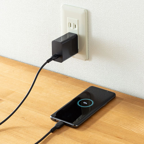 タイプC充電器(パソコン充電器・iPhone・コンセント・アダプター・PD・おすすめ・45W・TypeCケーブル付き・ブラック） ACA-PD80BK サンワサプライ