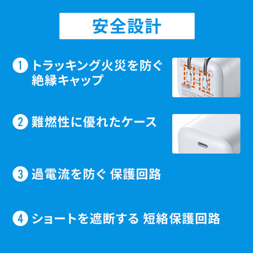 AC充電器（キューブ型・PD対応・PD20W・iPhone15対応・ホワイト） ACA-PD89W サンワサプライ