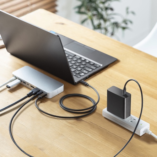 タイプC充電器(パソコン充電器・iPhone・コンセント・アダプター・PD・100W・TypeCケーブル付き・おすすめ・ブラック） ACA-PD93BK サンワサプライ