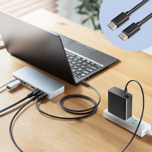 タイプC充電器(パソコン充電器・iPhone・コンセント・アダプター・PD・100W・TypeCケーブル付き・おすすめ・ブラック） ACA-PD93BK サンワサプライ