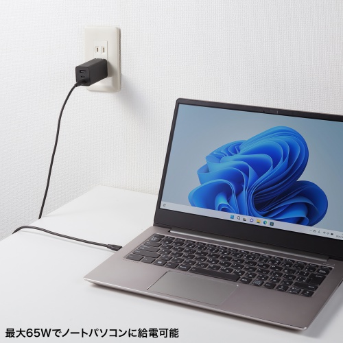 USB PD対応AC充電器（PD65W・Type-C×2＋Type-A×1） ACA-PD95BK サンワサプライ
