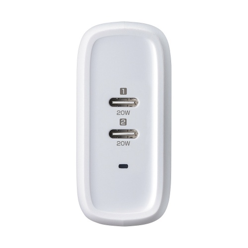 タイプC充電器（PD20W・2ポート・PD対応・iPhone・iPad・急速充電・小型・コンパクト・PSE取得）ACA-PD97W サンワサプライ