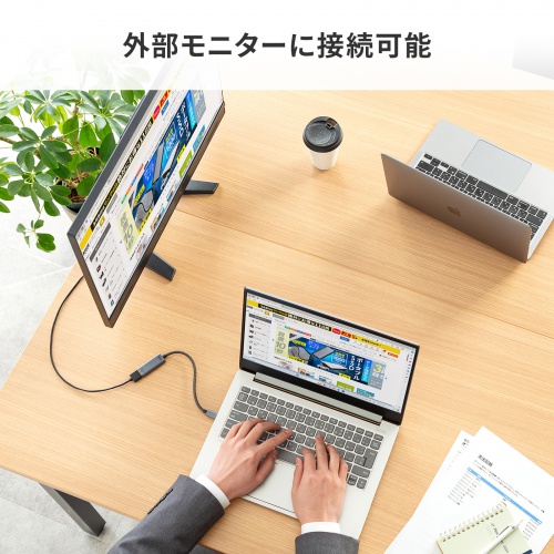 USB Type-CーHDMI変換アダプタ（4K/120Hz・8K/60Hz・HDR・ケーブル長20cm・DP・Alt・高画質・ガンメタリック）