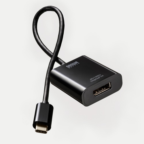 USB Type-C - DiplayPort 変換アダプタ（4K/120Hz・HDR 対応・ケーブル長20cm・小型・コンパクト・ブラック）