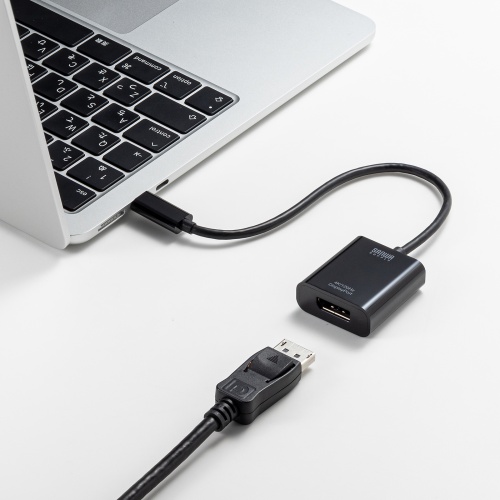 USB Type-C - DiplayPort 変換アダプタ（4K/120Hz・HDR 対応・ケーブル長20cm・小型・コンパクト・ブラック）
