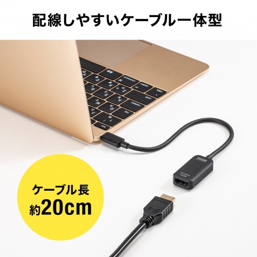 Type-C変換アダプタ（HDMI・おすすめ・iPhone15対応・iPhone15plus対応・ブラック） AD-ALCHD02 サンワサプライ