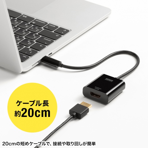 USB-C-HDMI 変換アダプタ（4K/60Hz・簡易パッケージ・フルHD/60Hz・ケーブル長20cm・iPhone15/16対応・MacBook対応・iPad Pro Air 対応・ブラック）