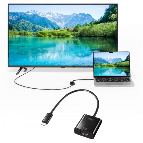 USB-C-HDMI 変換アダプタ（4K/60Hz・簡易パッケージ・フルHD/60Hz・ケーブル長20cm・iPhone15/16対応・MacBook対応・iPad Pro Air 対応・ブラック）