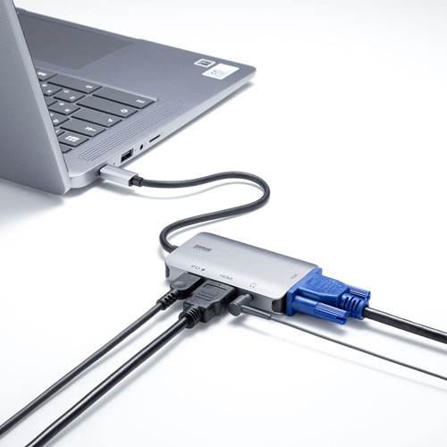 タイプC変換アダプタ／HDMI／VGA／PD給電／AD-ALCHV02