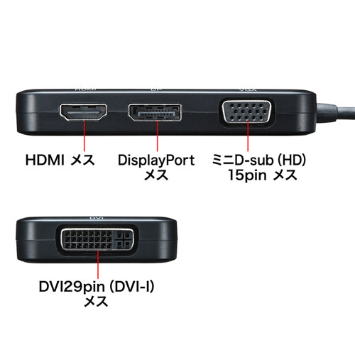 Type-C変換アダプタ（HDMI・VGA・DVI・DisplayPort・PD・おすすめ）AD-ALCHVDVDP サンワサプライ