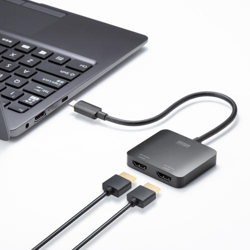 USB-C HDMI 変換アダプタ（2画面・4K/60Hz・HDR・ケーブル長20cm・Windows・マルチディスプレイ・ミラーリング）