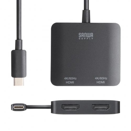 USB-C HDMI 変換アダプタ（2画面・4K/60Hz・HDR・ケーブル長20cm・Windows・マルチディスプレイ・ミラーリング）